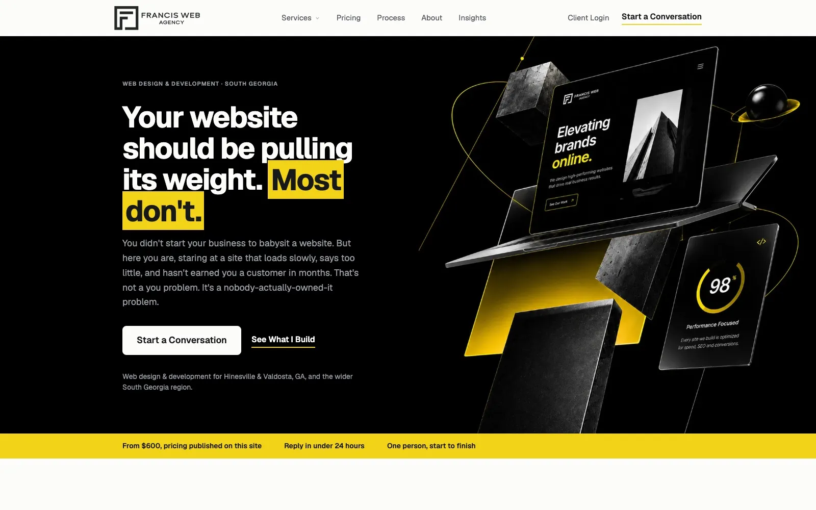 Francis Web Agency — The sales pitch that has to prove itself.