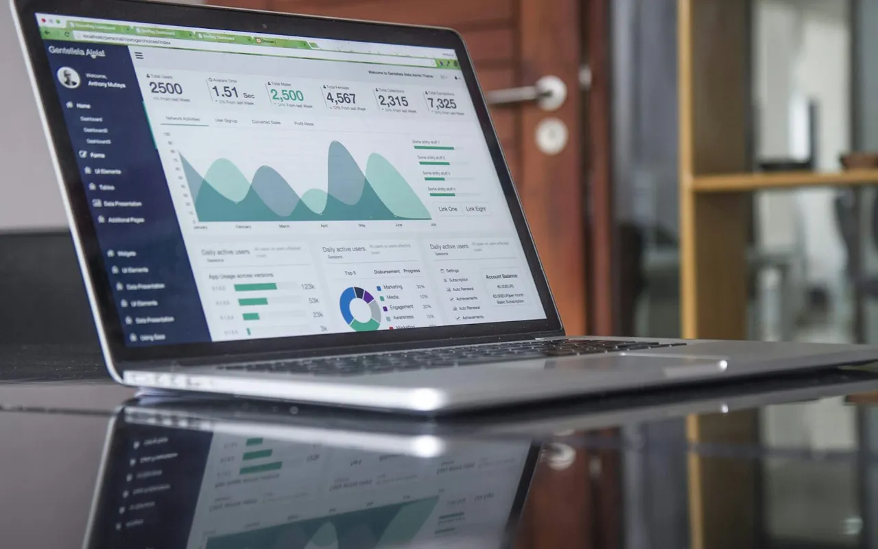 Laptop showing a business dashboard